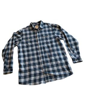 Red Head Brand Co Mens XLT Blue Plaid Flannel Button Down Shirt Cotton Tall